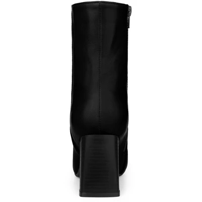 Perphy Women's Pointed Toe Zipper Block Heels Ankle Boots 4 Perphy Women's Pointed Toe Zipper Block Heels Ankle Boots - Image 2