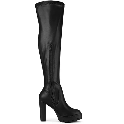 Allegra K Women's Platform Heels Chunky Heel Over Knee High Boots 8 Allegra K Women's Platform Heels Chunky Heel Over Knee High Boots - Image 6