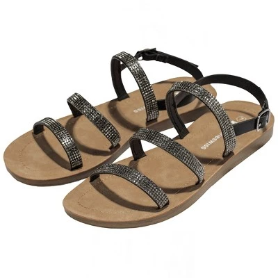 Alpine Swiss Womens Flat Strappy Rhinestone Sandals Gladiator Shoes 8 Alpine Swiss Womens Flat Strappy Rhinestone Sandals Gladiator Shoes - Image 6