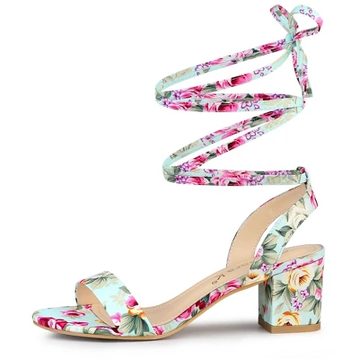 Allegra K Women's Block Heel Lace Up Heel Sandals 8 Allegra K Women's Block Heel Lace Up Heel Sandals - Image 6