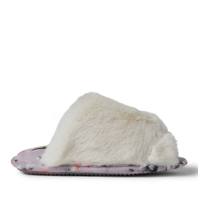 Dearfoams Women's Louise Furry Cross Band Slide Slippers Set With Sleep Eye Mask 5 Dearfoams Women's Louise Furry Cross Band Slide Slippers Set With Sleep Eye Mask - Image 3