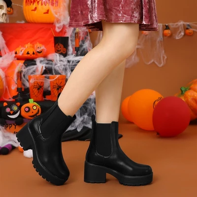 Allegra K Women's Platform Chunky High Heels Ankle Boots 3 Allegra K Women's Platform Chunky High Heels Ankle Boots